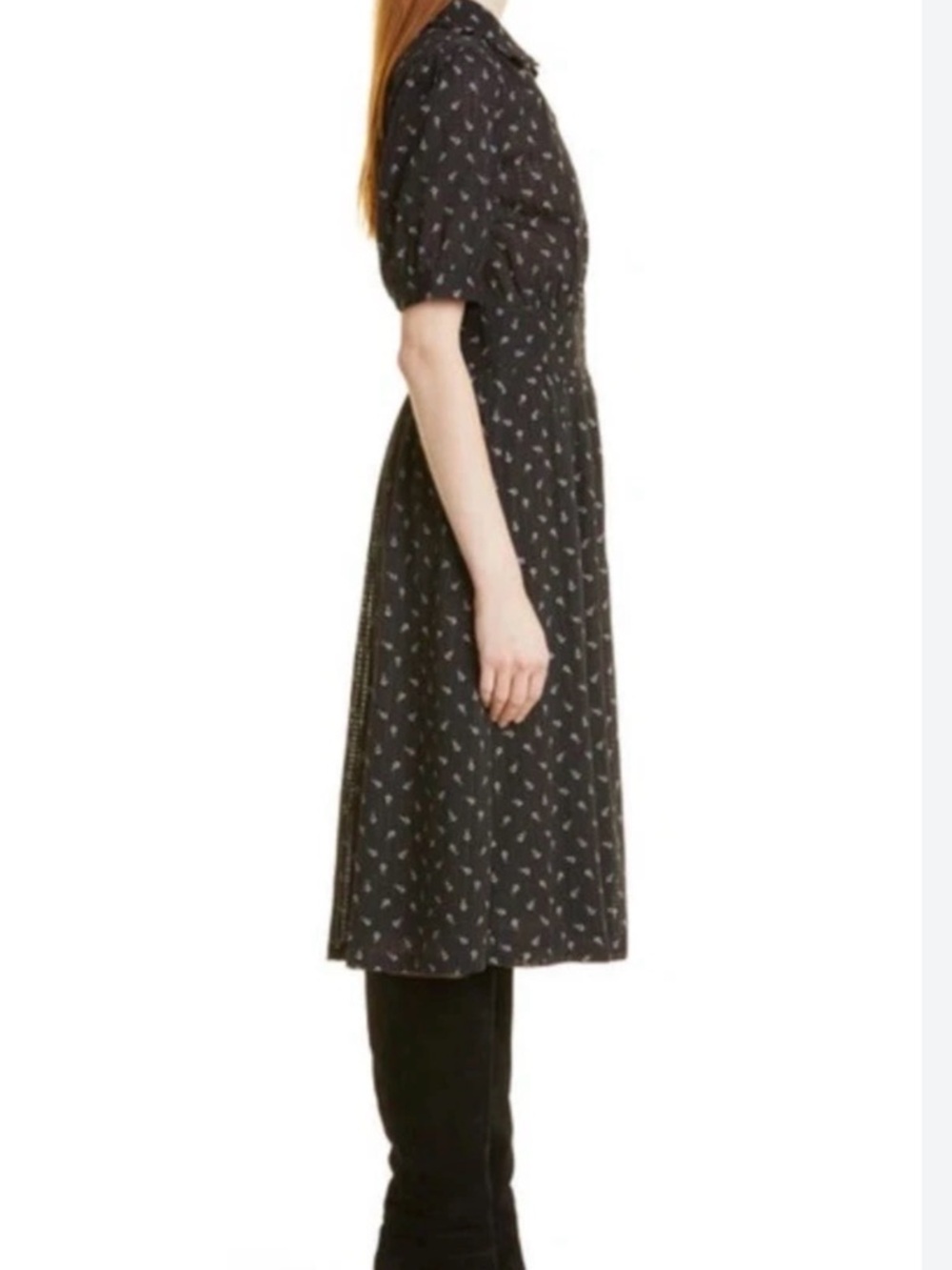 relisted! ba&sh Ditsy Floral Eddy Dress Size L Midi Unworn Retro Carbon French - Picture 3 of 12
